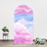 Lofaris Pink Blue Clouds Sparkle Arch Backdrop For Birthday